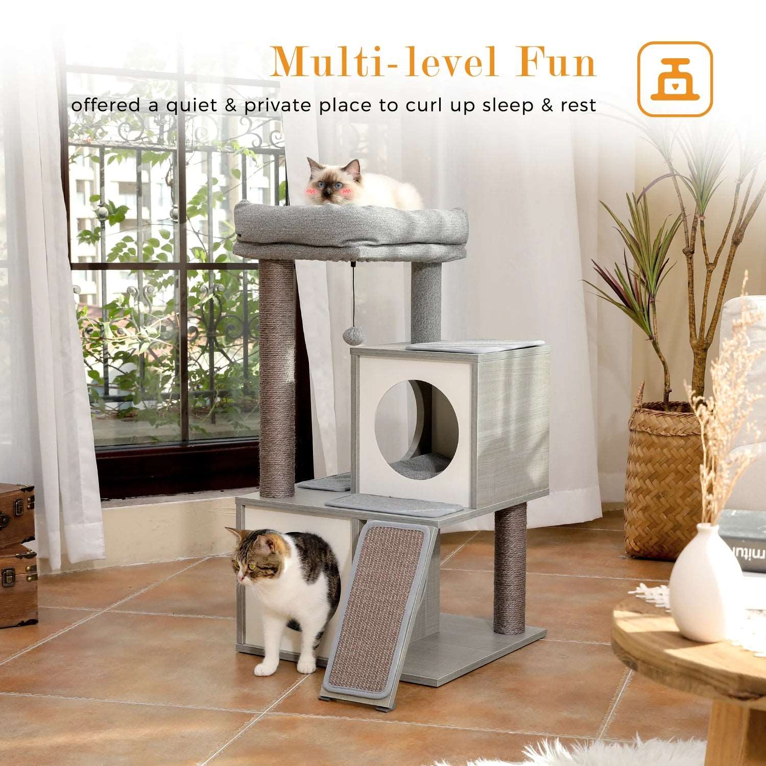 Wooden Cat Tower | Stylish Multi-Level Design